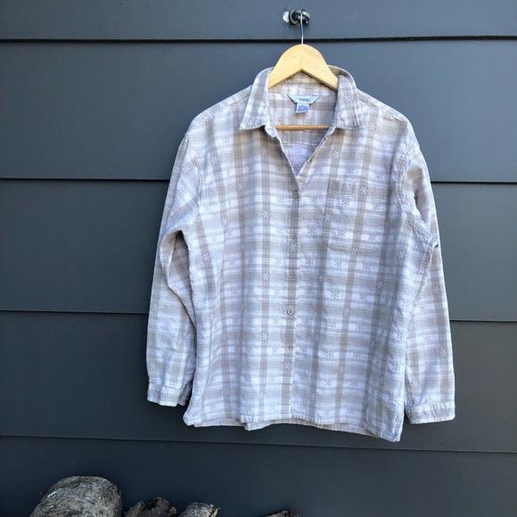 Vintage Northern Reflections Shirt - cream/beige plaid with snowflakes - Size XL - Picture 2 of 6